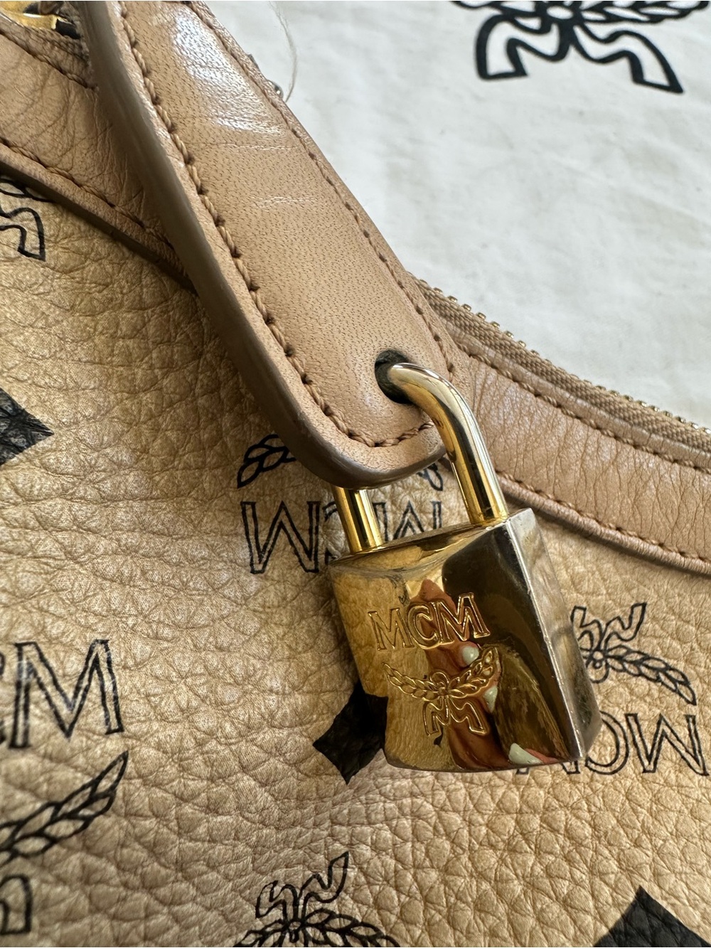 MCM Visetos Signature Beige HOBO Bag - Picture 10 of 15